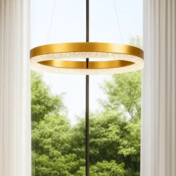 Lampadari Moderni-Selezionato da Mazzolaluce Lampadario anello elegante cristalli led 3000k dimmerabile oro 40cm