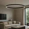 Lampadari Moderni-Selezionato da Mazzolaluce Lampadario anello led 120cm nero 72w 3000k dimmerabile