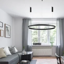 Lampadari Moderni-Selezionato da Mazzolaluce Lampadario anello led 120cm nero 72w 3000k dimmerabile