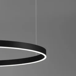 Lampadari Moderni-Selezionato da Mazzolaluce Lampadario anello led 120cm nero 72w 3000k dimmerabile
