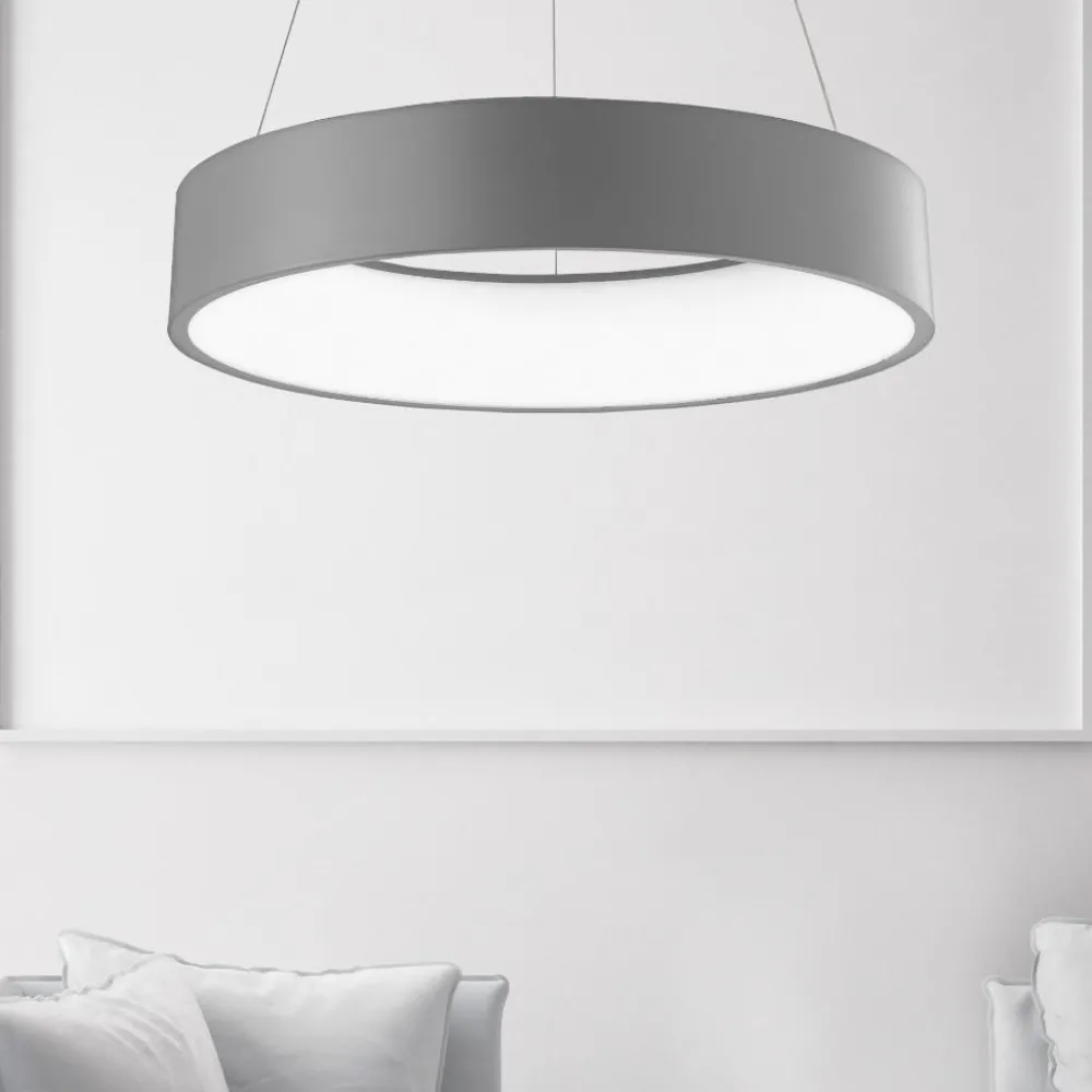 Lampadari Moderni-Selezionato da Mazzolaluce Lampadario anello led 4000k grigio per soggiorno