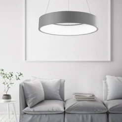 Lampadari Moderni-Selezionato da Mazzolaluce Lampadario anello led 4000k grigio per soggiorno
