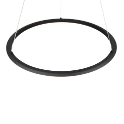 Lampadari Moderni-Selezionato da Mazzolaluce Lampadario anello led nero 75cm design moderno per soggiorno