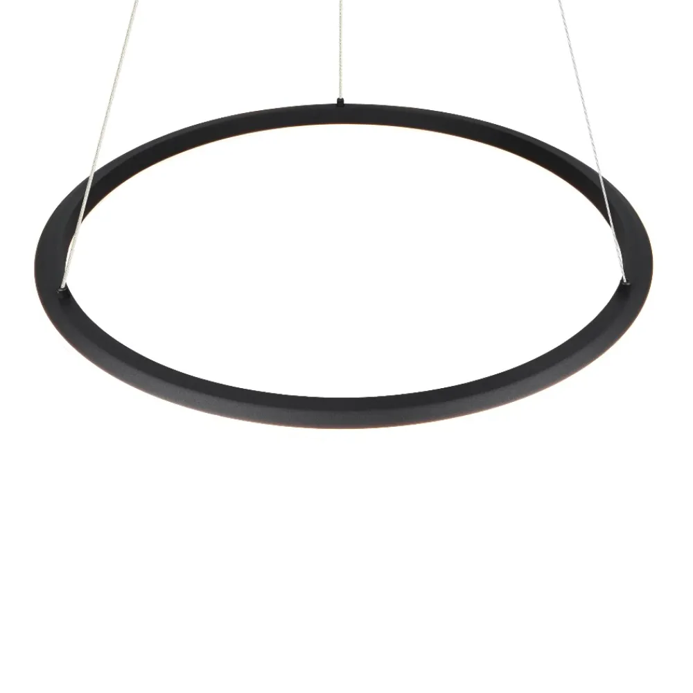 Lampadari Moderni-Selezionato da Mazzolaluce Lampadario anello led nero 75cm design moderno per soggiorno