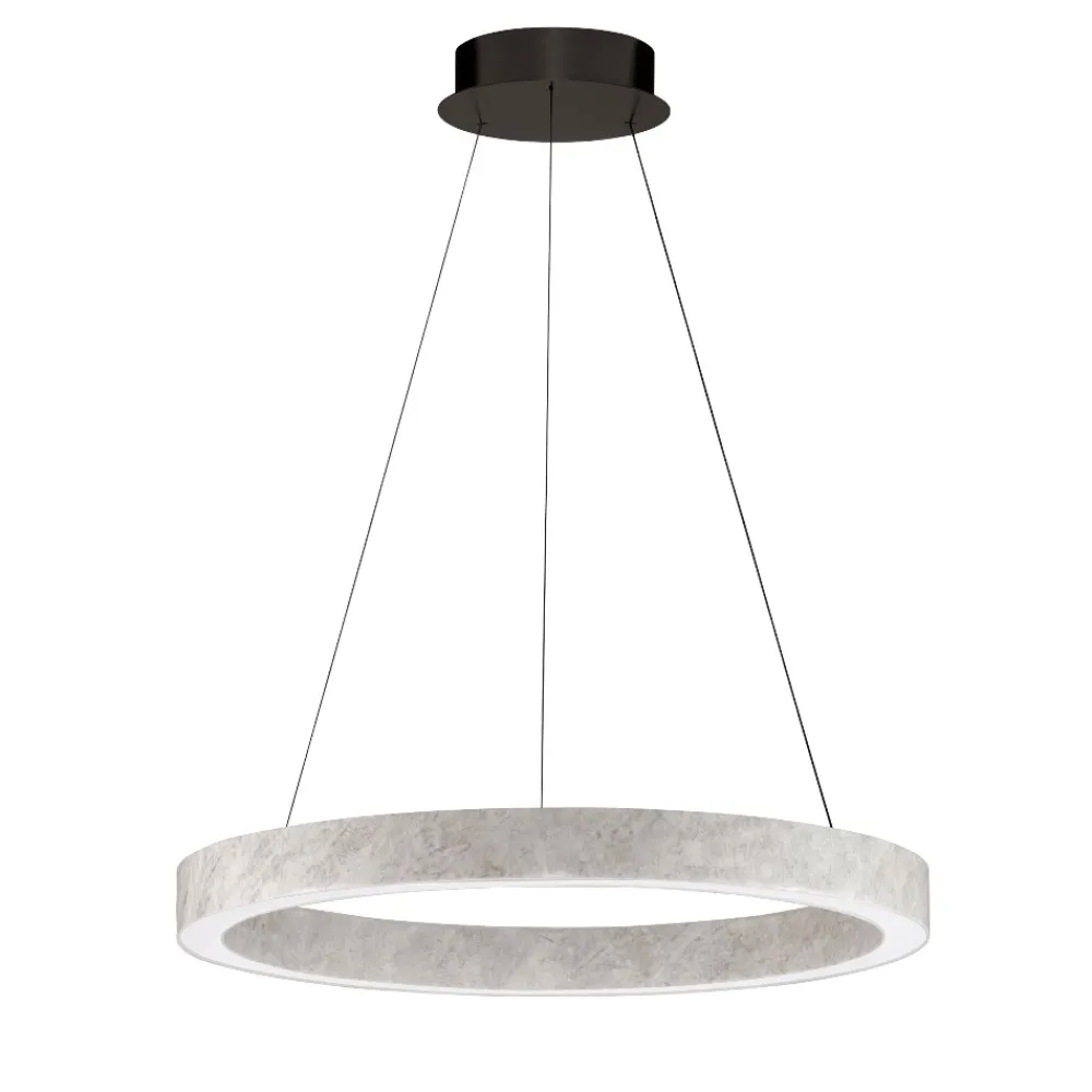 Lampadari Moderni-Selezionato da Mazzolaluce Lampadario anello led pietra di marmo naturale bianco per soggiorno