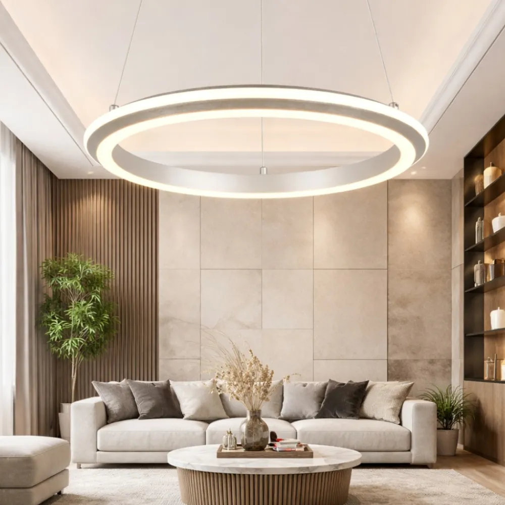 Lampadari Moderni-Selezionato da Mazzolaluce Lampadario anello moderno 46 cm led 34w da 2300k a 4000k dimmerabile