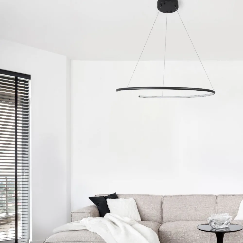 Lampadari Moderni-Selezionato da Mazzolaluce Lampadario anello moderno minimalista nero led 3000k