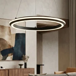 Lampadari Moderni-Selezionato da Mazzolaluce Lampadario anello nero 45cm design moderno led dimmerabile 2300k-4000k