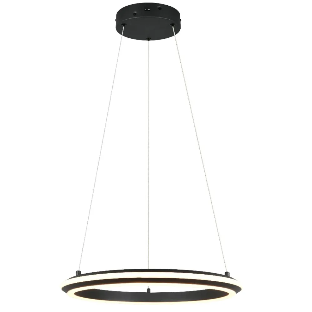 Lampadari Moderni-Selezionato da Mazzolaluce Lampadario anello nero 45cm design moderno led dimmerabile 2300k-4000k
