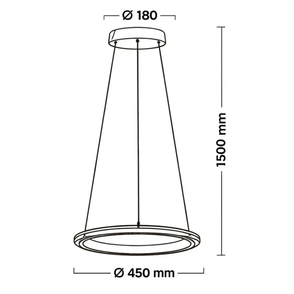 Lampadari Moderni-Selezionato da Mazzolaluce Lampadario anello nero 45cm design moderno led dimmerabile 2300k-4000k