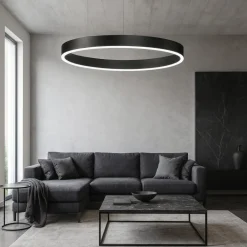 Lampadari Moderni-Selezionato da Mazzolaluce Lampadario anello nero 60cm led 40w 2700k a 6000k dimmerabile