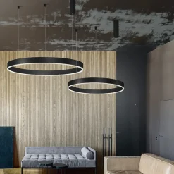 Lampadari Moderni-Selezionato da Mazzolaluce Lampadario anello nero 60cm led 40w 2700k a 6000k dimmerabile