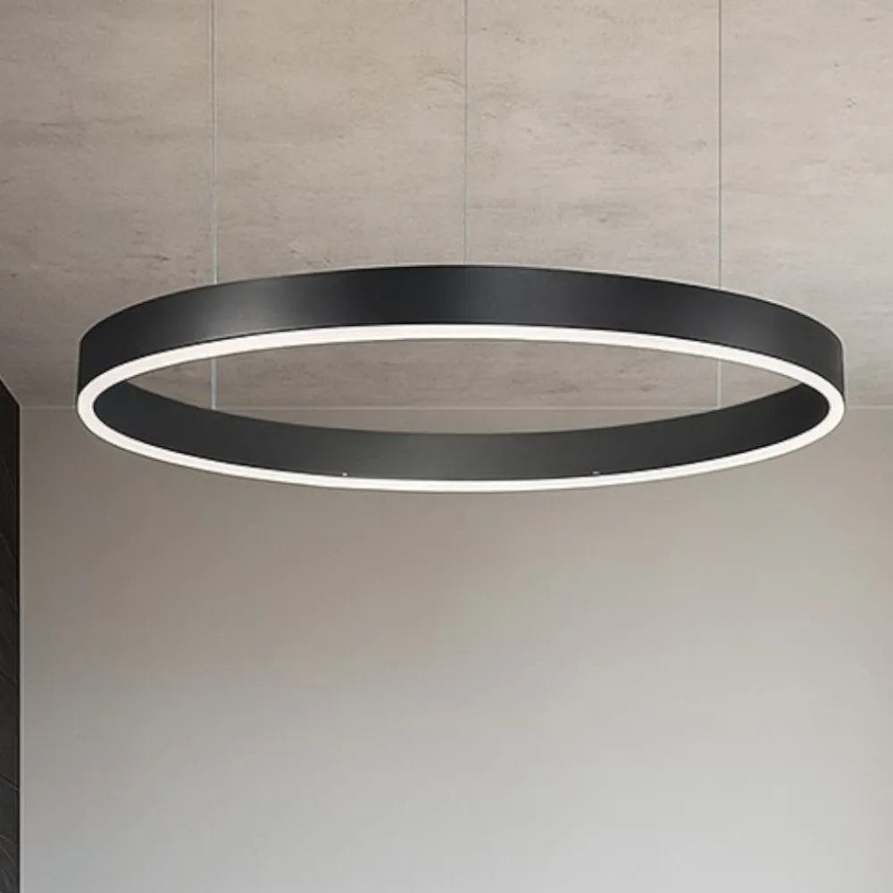 Lampadari Moderni-Selezionato da Mazzolaluce Lampadario anello nero 100cm led 60w 3000k dimmerabile