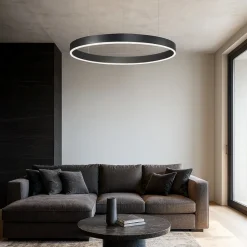 Lampadari Moderni-Selezionato da Mazzolaluce Lampadario anello nero 100cm led 60w 3000k dimmerabile
