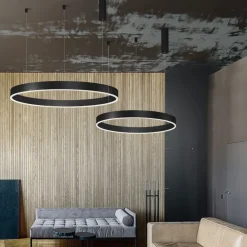 Lampadari Moderni-Selezionato da Mazzolaluce Lampadario anello nero 80cm led 48w 3000k dimmerabile