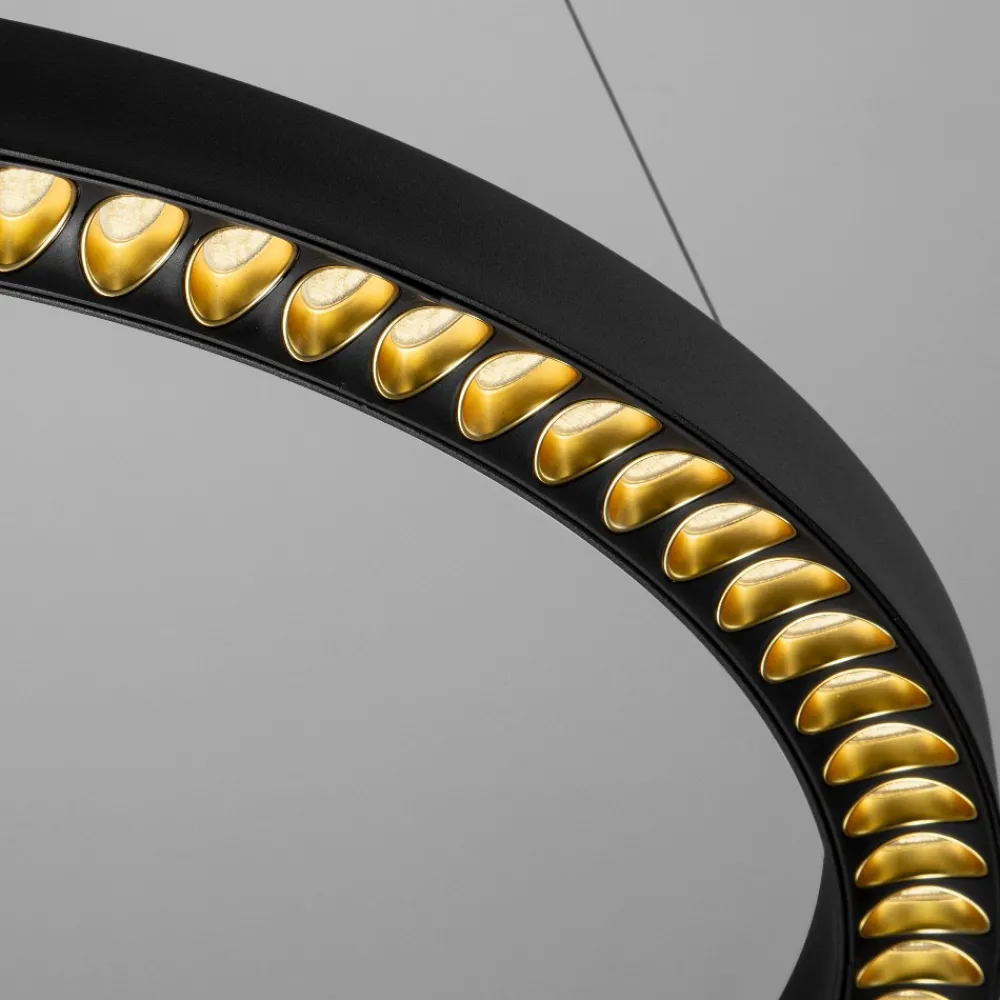 Lampadari Moderni-Selezionato da Mazzolaluce Lampadario anello nero 65cm led 27w 3000k per ufficio moderno