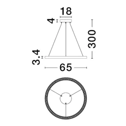 Lampadari Moderni-Selezionato da Mazzolaluce Lampadario anello nero 65cm led 27w 3000k per ufficio moderno