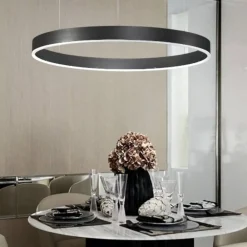 Lampadari Moderni-Selezionato da Mazzolaluce Lampadario anello nero 80cm led 50w 2700k a 6000k dimmerabile