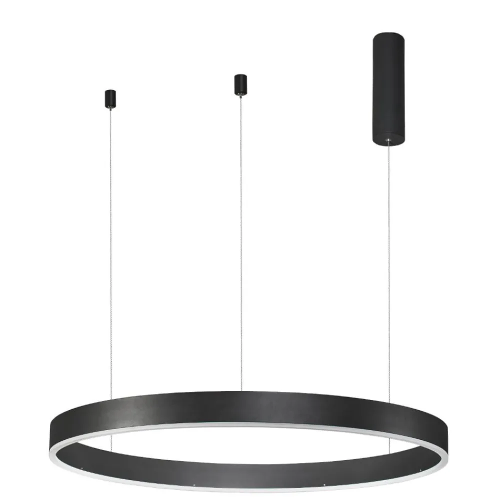 Lampadari Moderni-Selezionato da Mazzolaluce Lampadario anello nero 80cm led 50w 2700k a 6000k dimmerabile