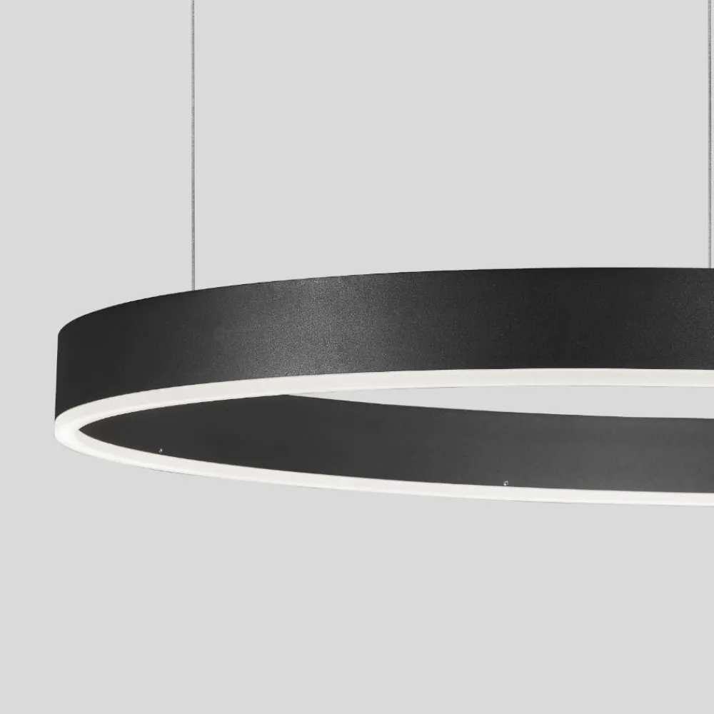 Lampadari Moderni-Selezionato da Mazzolaluce Lampadario anello nero 80cm led 50w 2700k a 6000k dimmerabile
