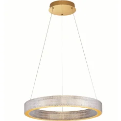 Lampadari Moderni-Selezionato da Mazzolaluce Lampadario anello oro effetto cristallo led 70w 3000k per salotto