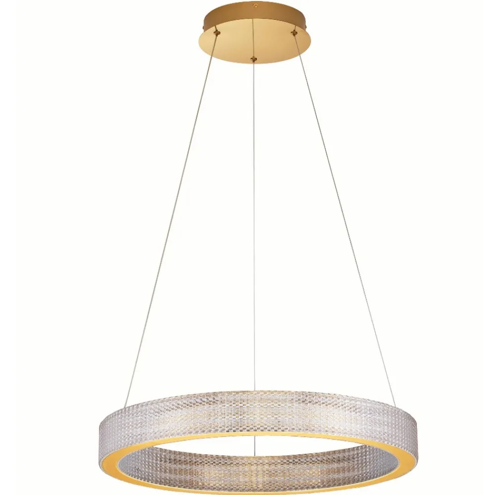 Lampadari Moderni-Selezionato da Mazzolaluce Lampadario anello oro effetto cristallo led 70w 3000k per salotto