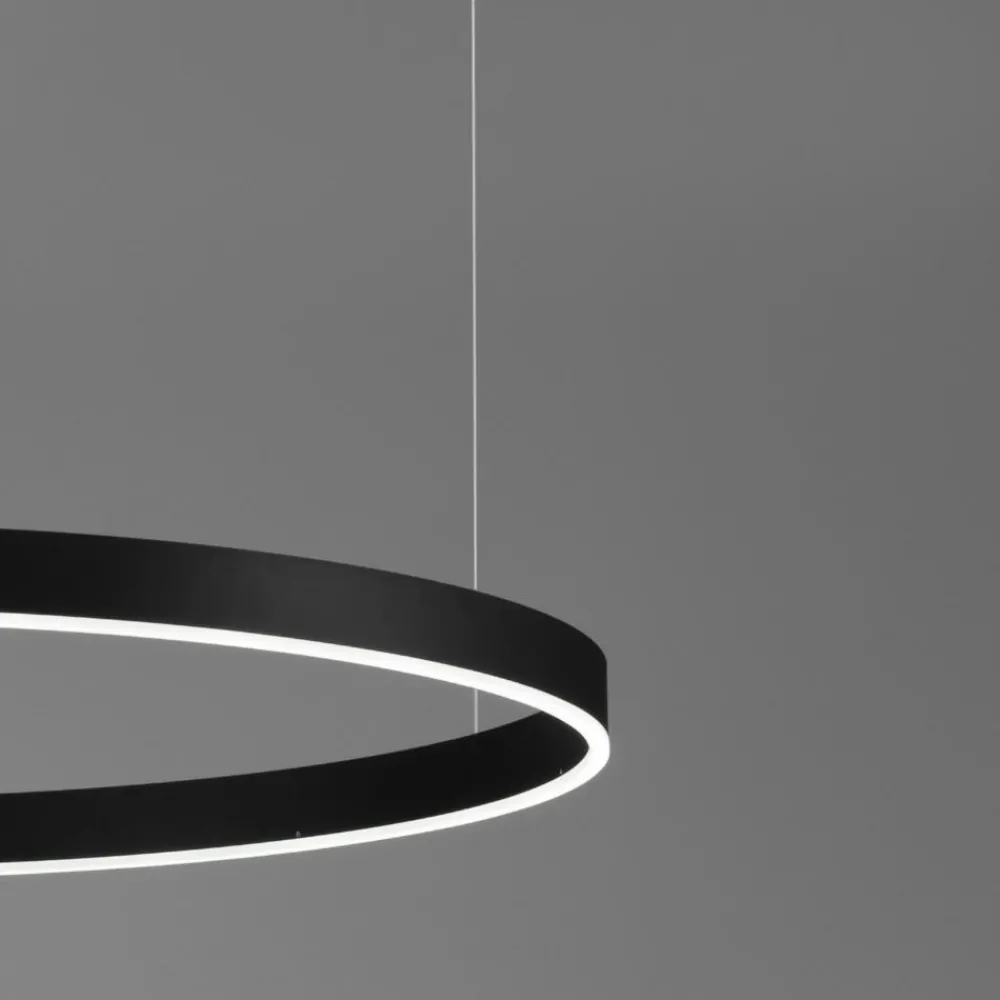 Lampadari Moderni-Selezionato da Mazzolaluce Lampadario anello xxl 150cm nero led 80w dimmerabile 3000k