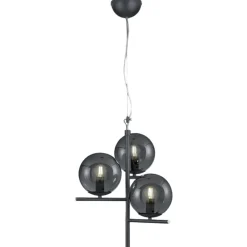 Lampadari Moderni-Selezionato da Mazzolaluce Lampadario antracite con sfere vetro fume