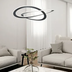 Lampadari Moderni-Selezionato da Mazzolaluce Lampadario antracite led 52w 3000k dimmerabile per soggiorno moderno