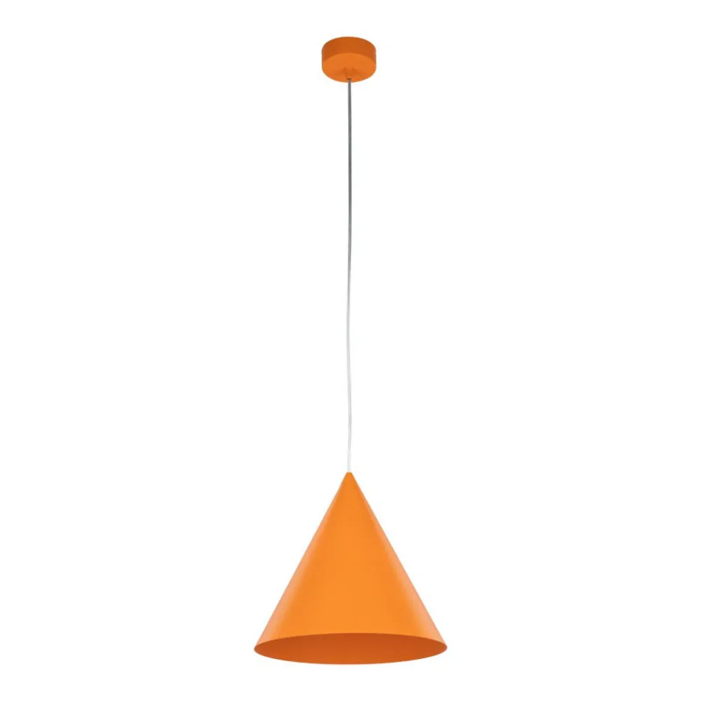 Lampadari Cucina-Selezionato da Mazzolaluce Lampadario arancione per cucina moderna forma cono 25cm
