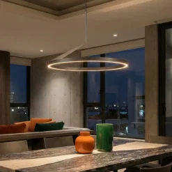 Lampadari Moderni-Selezionato da Mazzolaluce Lampadario a sospensione anello nickel led 2700k-3000k-4000k biemissione