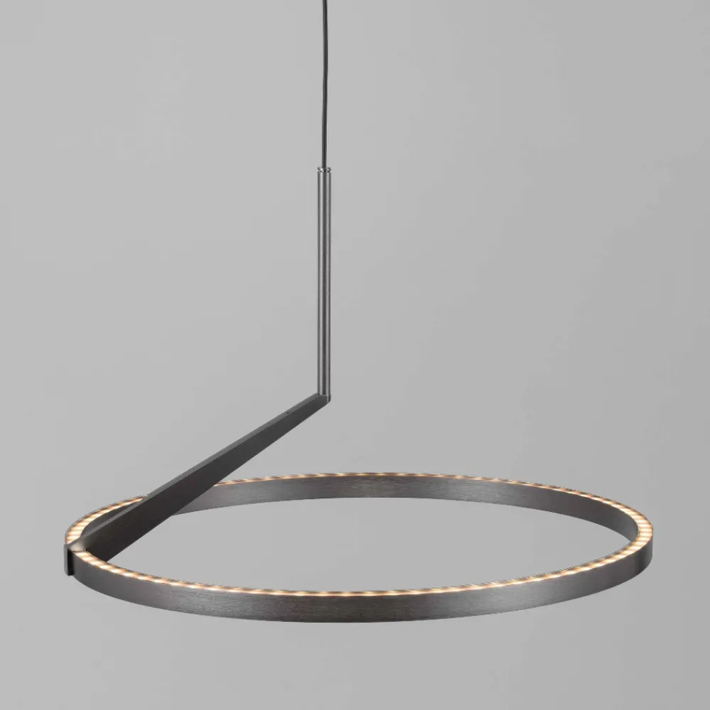 Lampadari Moderni-Selezionato da Mazzolaluce Lampadario a sospensione anello nickel led 2700k-3000k-4000k biemissione