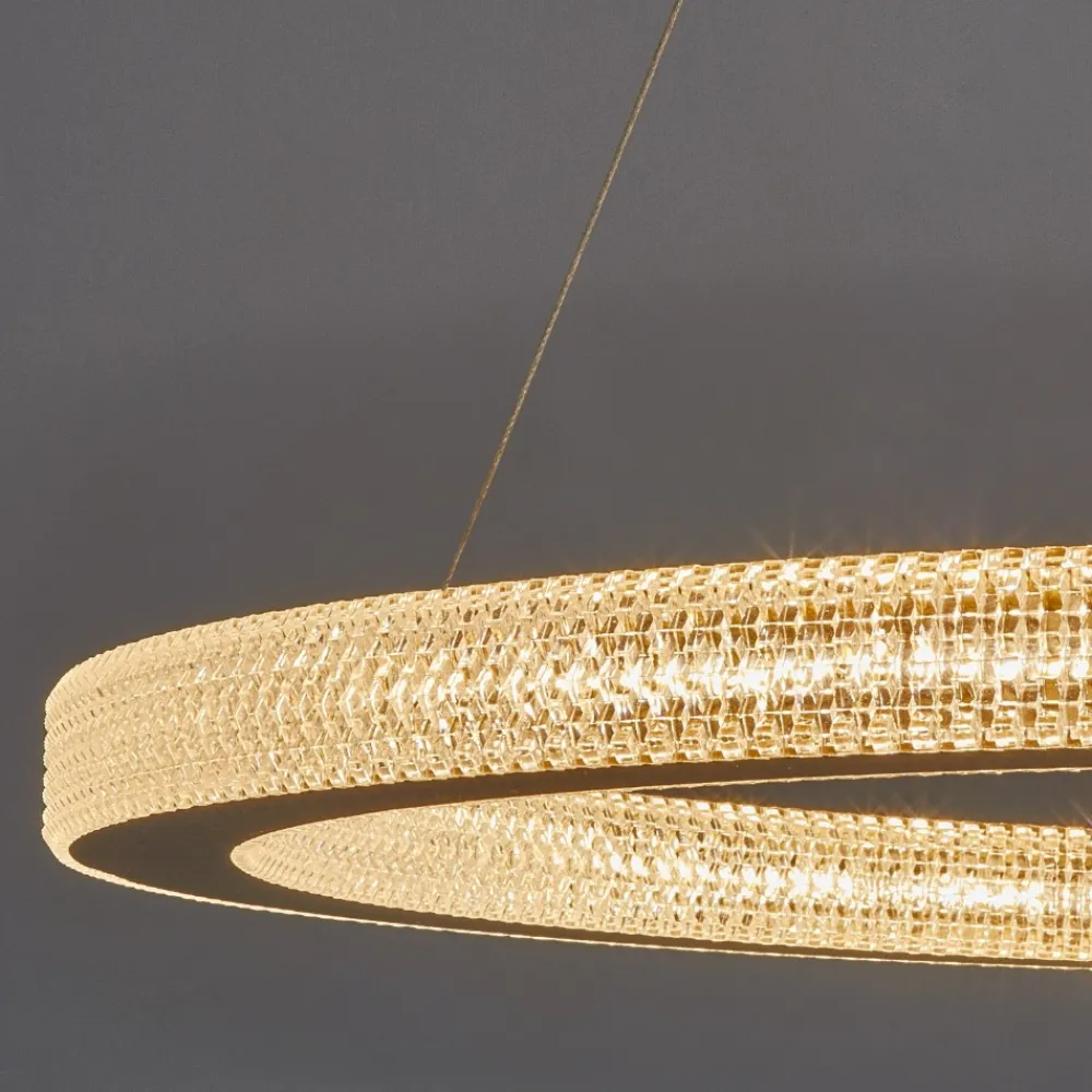 Lampadari Moderni-Selezionato da Mazzolaluce Lampadario a sospensione anello 80cm oro per salone contemporaneo