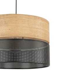 Lampadari Moderni-Selezionato da Mazzolaluce Lampadario a sospensione cilindro quercia nero moderno 38 cm