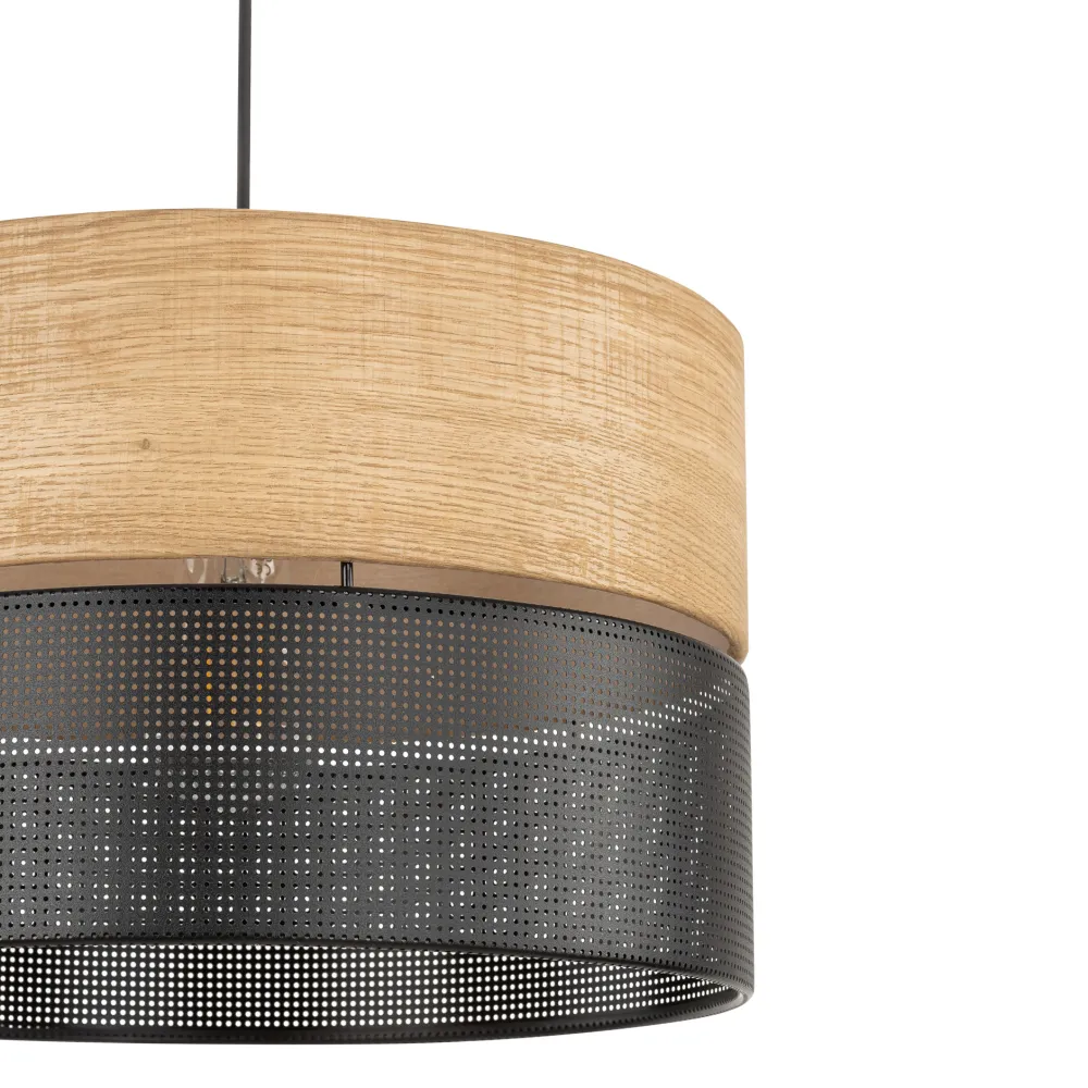 Lampadari Moderni-Selezionato da Mazzolaluce Lampadario a sospensione cilindro quercia nero moderno 38 cm
