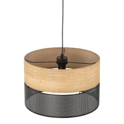 Lampadari Moderni-Selezionato da Mazzolaluce Lampadario a sospensione cilindro quercia nero moderno 38 cm
