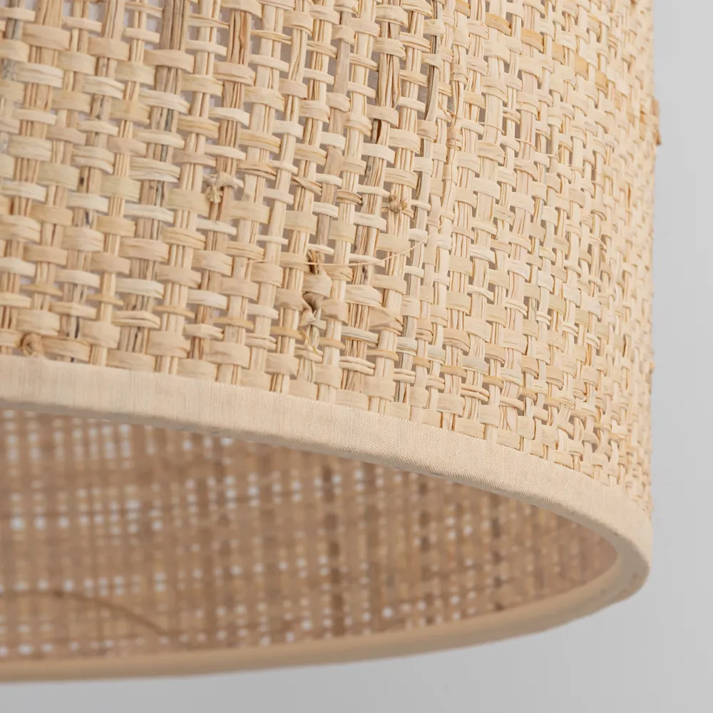 Lampadari Moderni-Selezionato da Mazzolaluce Lampadario a sospensione cilindro 38 cm di paglia per sala da pranzo