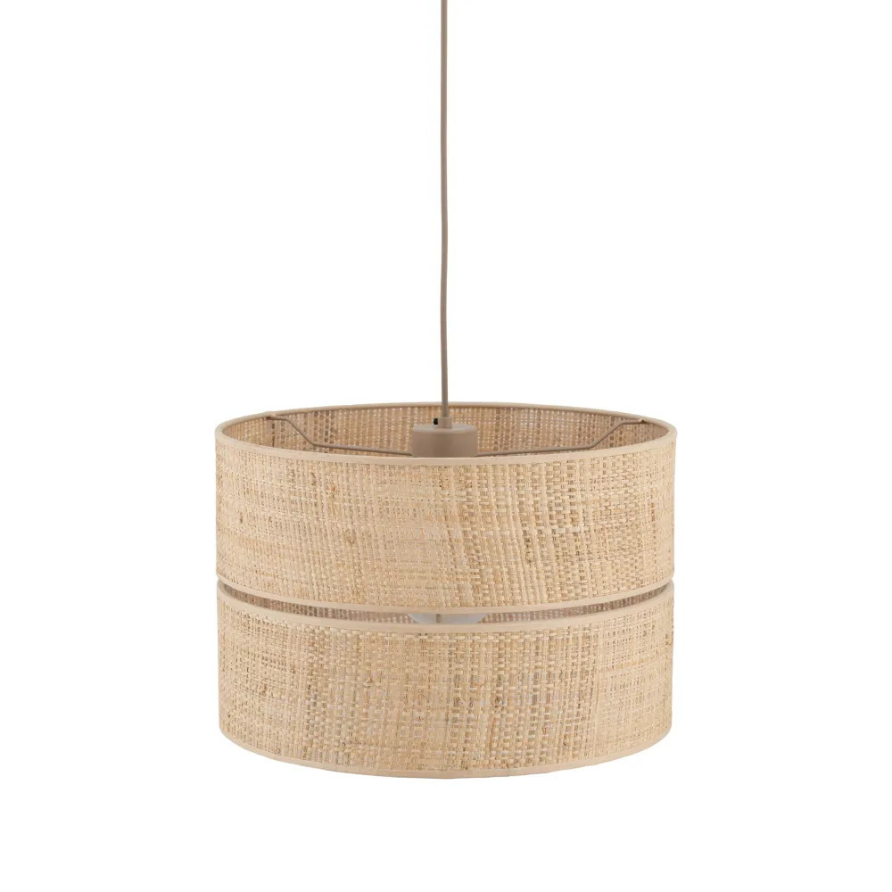 Lampadari Moderni-Selezionato da Mazzolaluce Lampadario a sospensione cilindro 38 cm di paglia per sala da pranzo