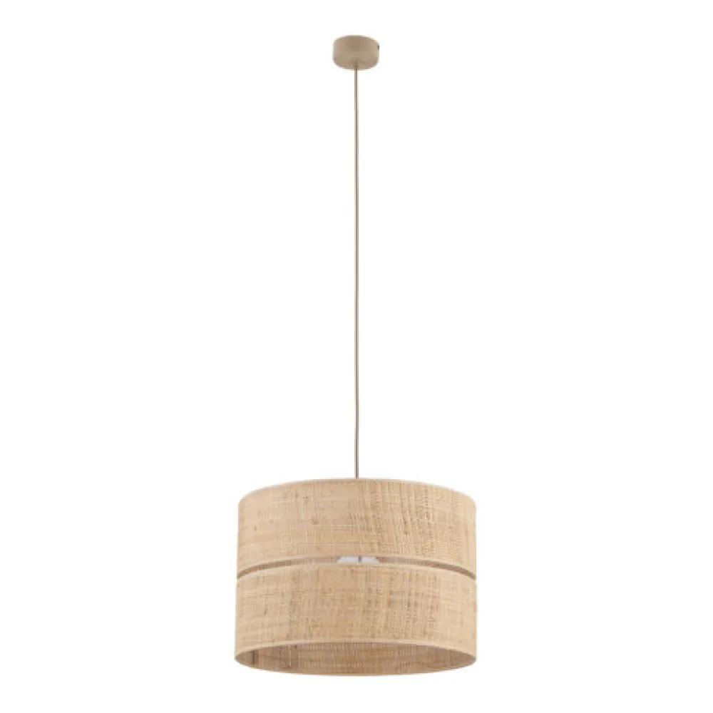Lampadari Moderni-Selezionato da Mazzolaluce Lampadario a sospensione cilindro 38 cm di paglia per sala da pranzo