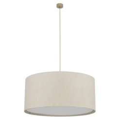 Lampadari Moderni-Selezionato da Mazzolaluce Lampadario a sospensione cilindro di tessuto beige