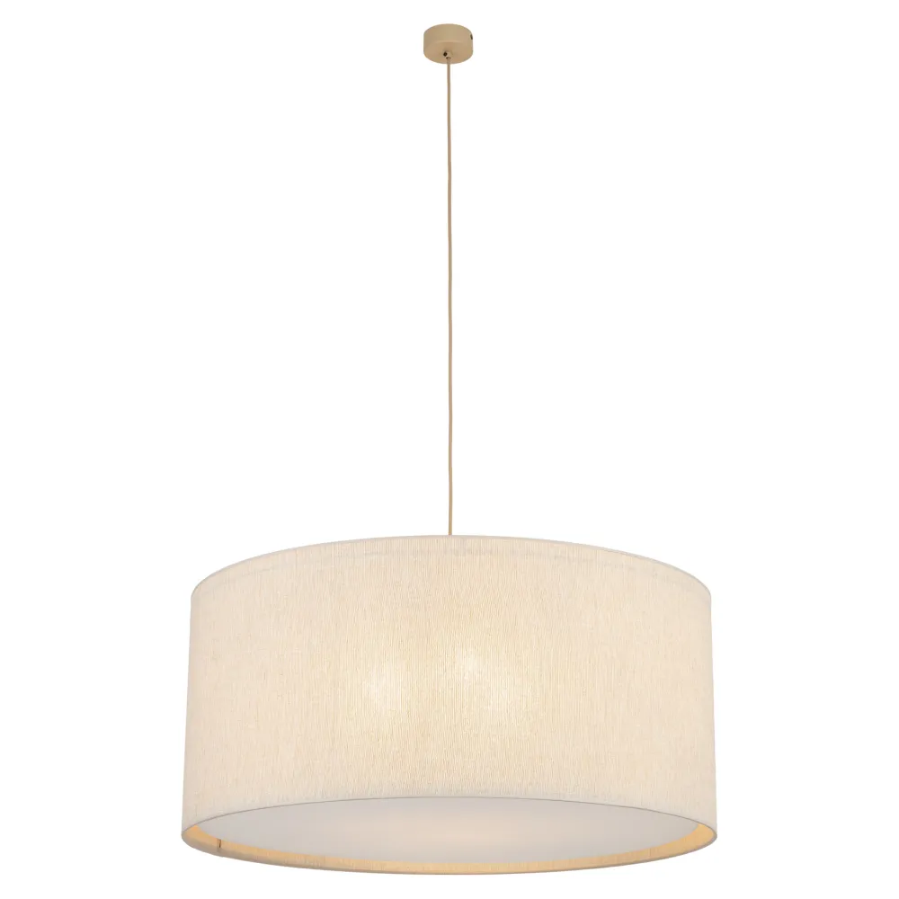 Lampadari Moderni-Selezionato da Mazzolaluce Lampadario a sospensione cilindro di tessuto beige