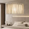 Lampadario Camera Da Letto-Selezionato da Mazzolaluce Lampadario a sospensione cilindro tessuto sabbia 40 cm per camera da letto