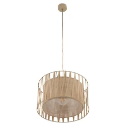 Lampadario Camera Da Letto-Selezionato da Mazzolaluce Lampadario a sospensione cilindro tessuto sabbia 40 cm per camera da letto
