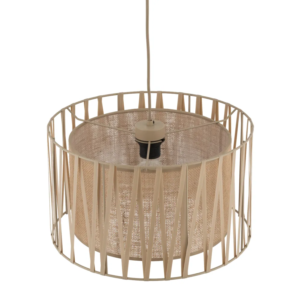 Lampadario Camera Da Letto-Selezionato da Mazzolaluce Lampadario a sospensione cilindro tessuto sabbia 40 cm per camera da letto