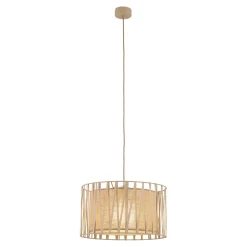 Lampadario Camera Da Letto-Selezionato da Mazzolaluce Lampadario a sospensione cilindro tessuto sabbia 40 cm per camera da letto