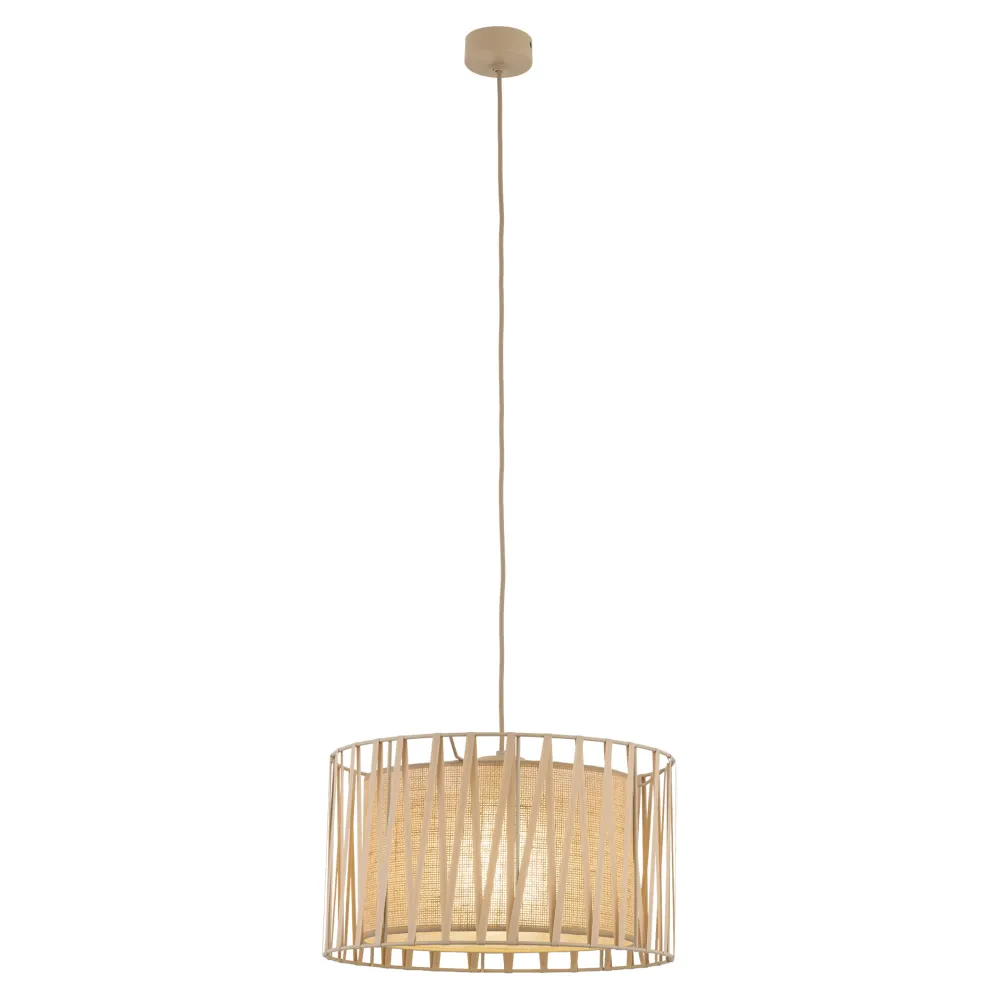 Lampadario Camera Da Letto-Selezionato da Mazzolaluce Lampadario a sospensione cilindro tessuto sabbia 40 cm per camera da letto