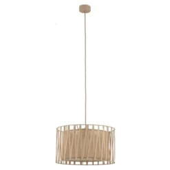Lampadario Camera Da Letto-Selezionato da Mazzolaluce Lampadario a sospensione cilindro tessuto sabbia 40 cm per camera da letto