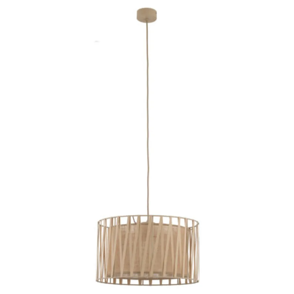 Lampadario Camera Da Letto-Selezionato da Mazzolaluce Lampadario a sospensione cilindro tessuto sabbia 40 cm per camera da letto