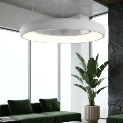 Lampadari Moderni-Selezionato da Mazzolaluce Lampadario a sospensione 60cm anello bianco led 38w 2300k 3000k 4000k