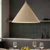 Lampadari Cucina-Selezionato da Mazzolaluce Lampadario a sospensione cono 33 cm di metallo sabbia per cucina moderna